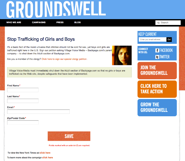 Groundswell petition screenshot Groundswell petition screenshot