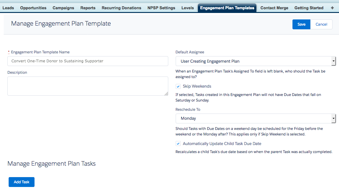 Salesforce Nonprofit Success Pack: Using Engagement Plans is a top idea to optimize for nonprofit fundraising Salesforce Nonprofit Success Pack: Using Engagement Plans is a top idea to optimize for nonprofit fundraising