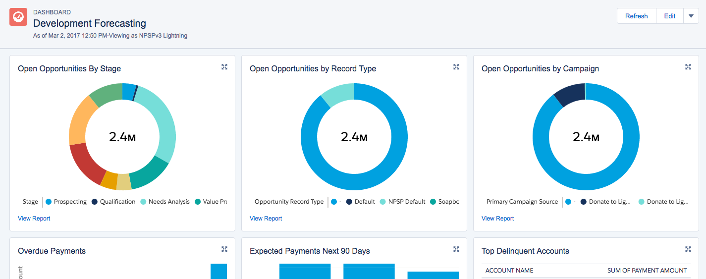 Salesforce Nonprofit Success Pack Reports and Dashboards