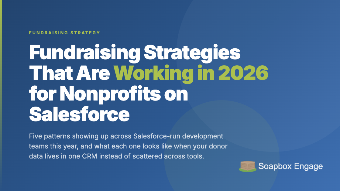 A nonprofit development team reviewing donor data and campaign trends in Salesforce