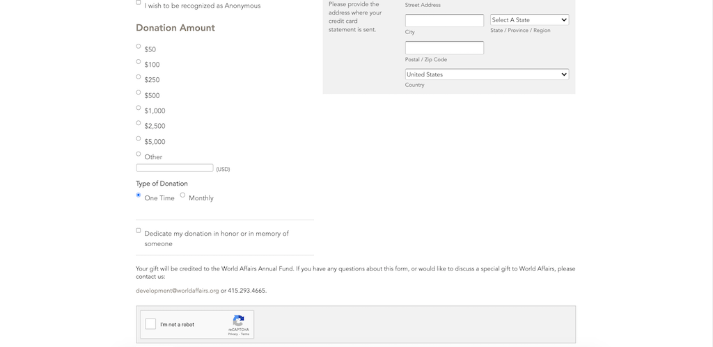 World Affairs Donation Form